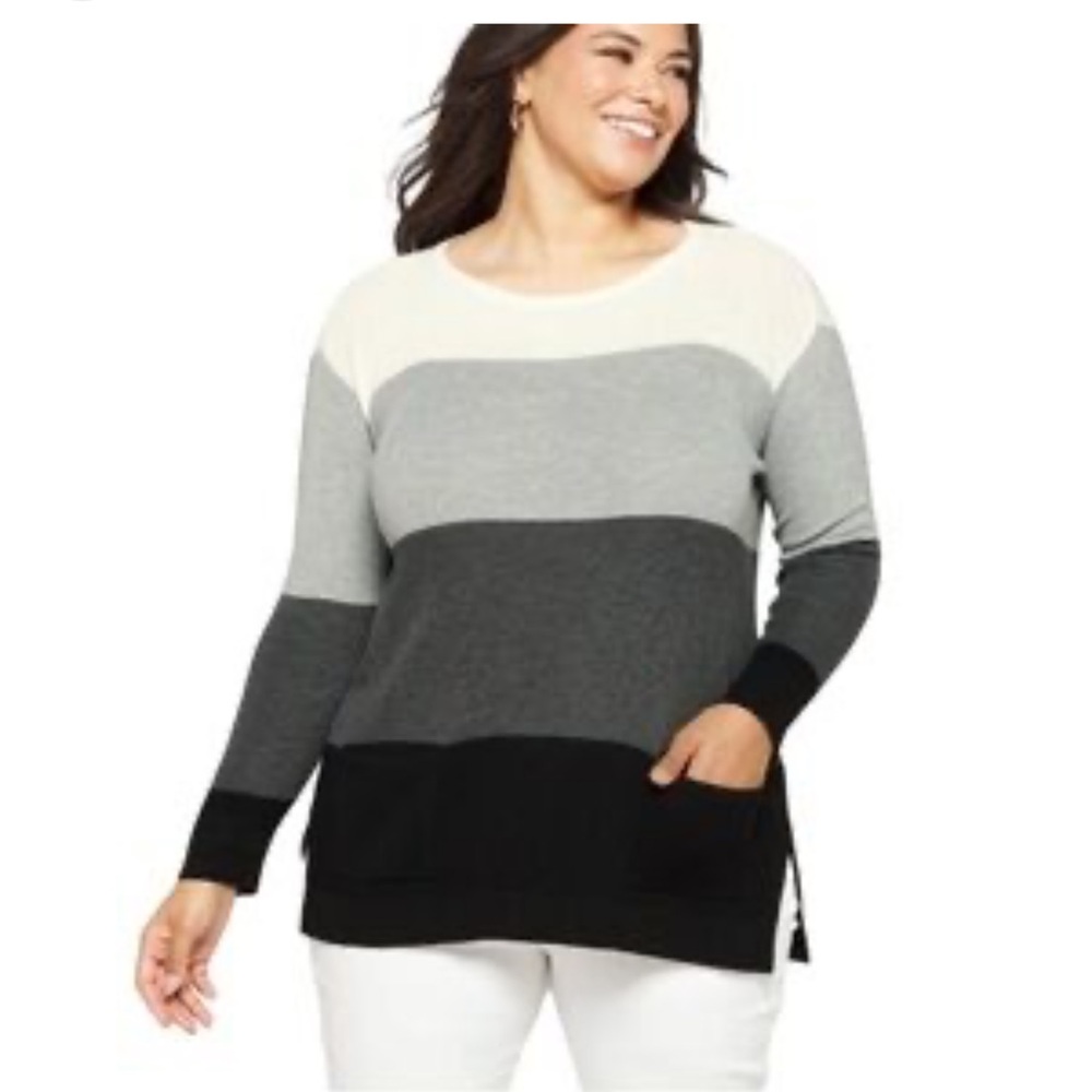 Vince Camuto Women's Gray and Black Colorblock Sweater